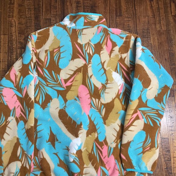 Patagonia Synchilla Snap T Womens Large Multicolor Feather Print Fleece Pullover - Picture 3 of 5